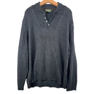 Eddie Bauer Men Sweater Vintage Gray Sz XL Cable Knit Pullover Fishermans Cotton